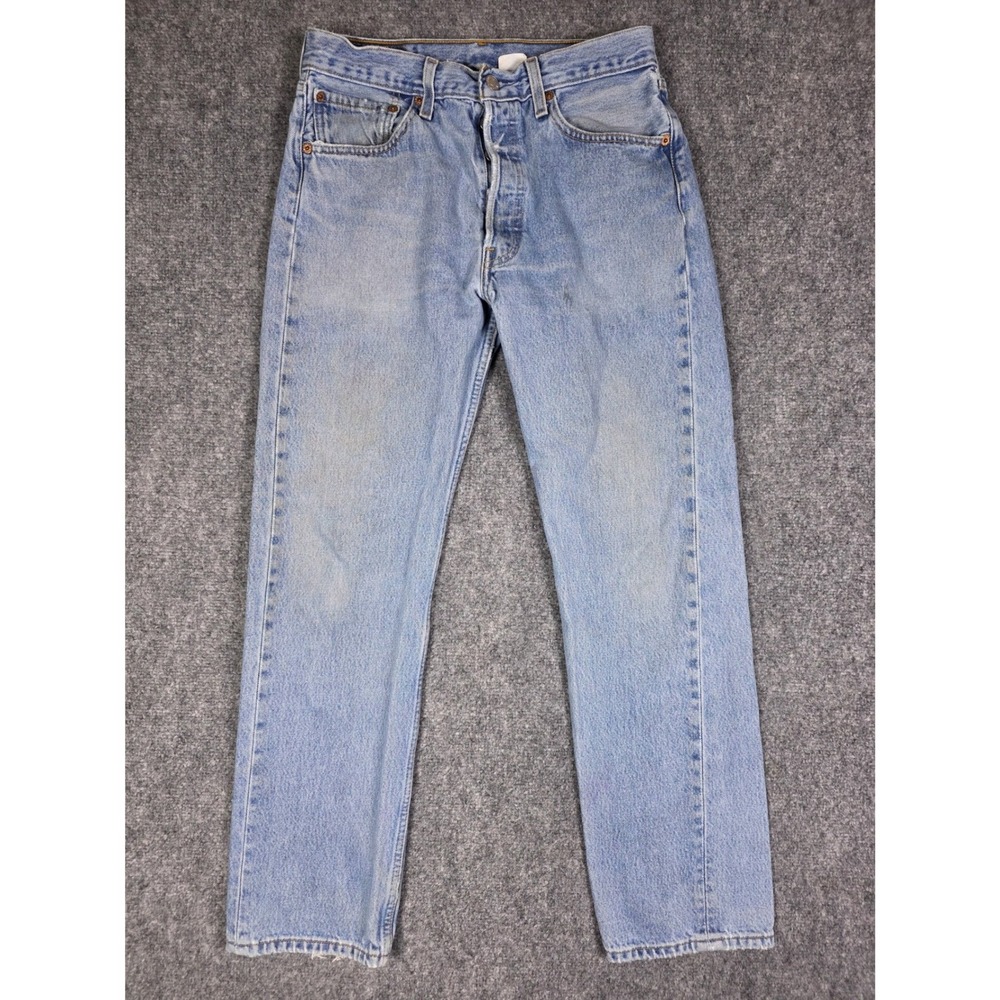Y2K Levis 501 Jeans Mens 31X30 Light Wash Straight Leg Denim Button Fly